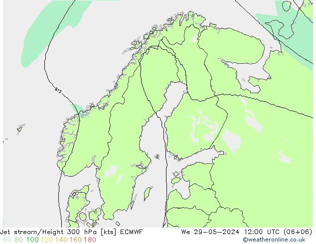 Jet stream/Height 300 hPa ECMWF We 29.05.2024 12 UTC