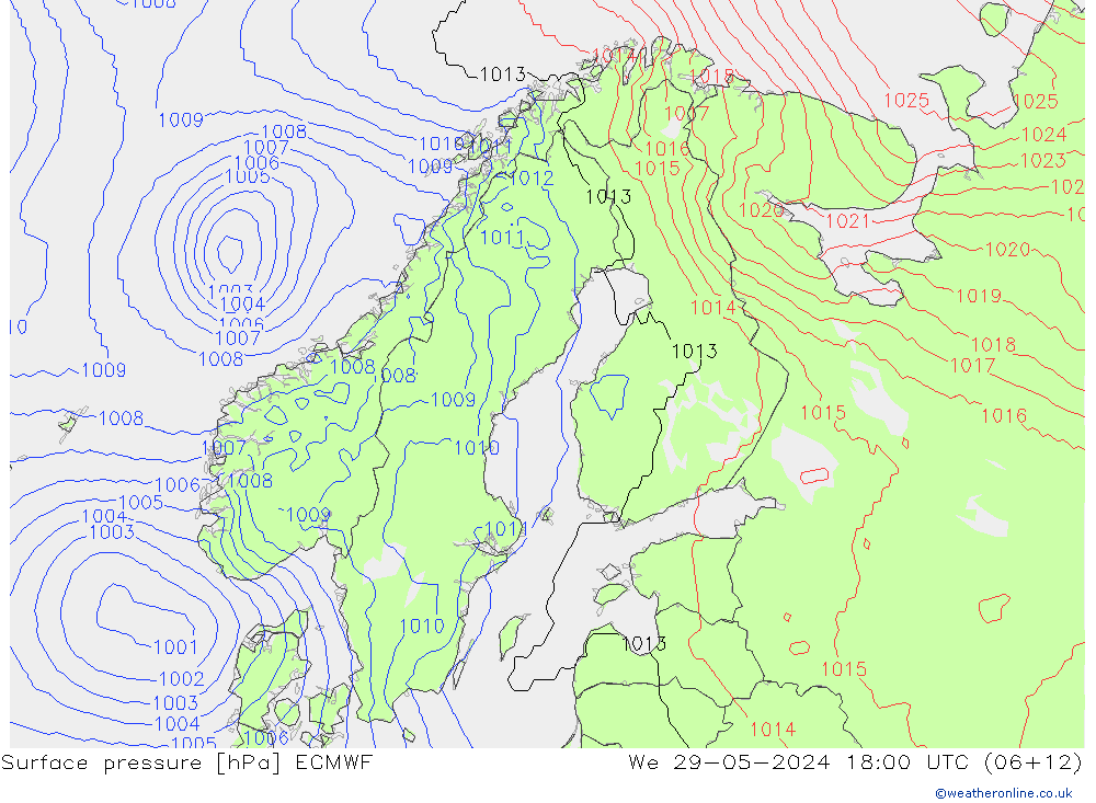 pression de l'air ECMWF mer 29.05.2024 18 UTC