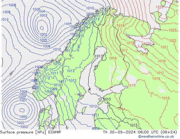 ciśnienie ECMWF czw. 30.05.2024 06 UTC