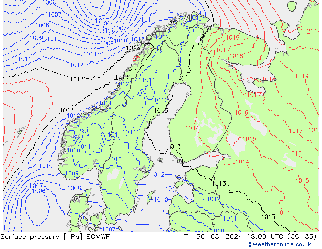 Bodendruck ECMWF Do 30.05.2024 18 UTC