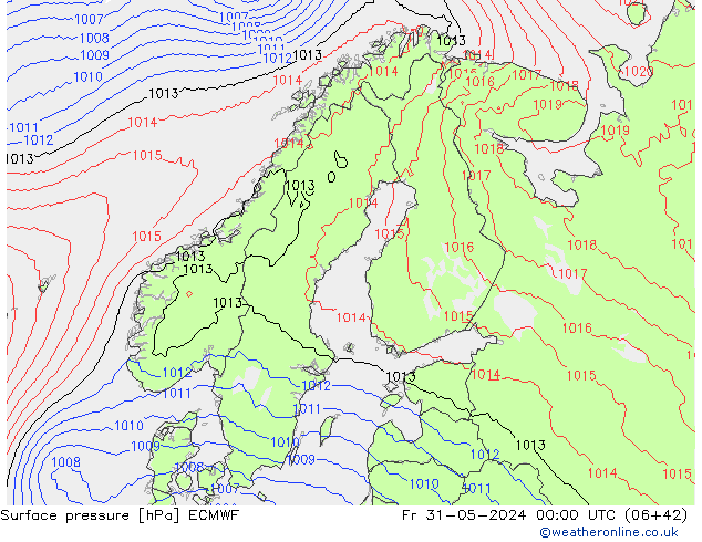 Luchtdruk (Grond) ECMWF vr 31.05.2024 00 UTC