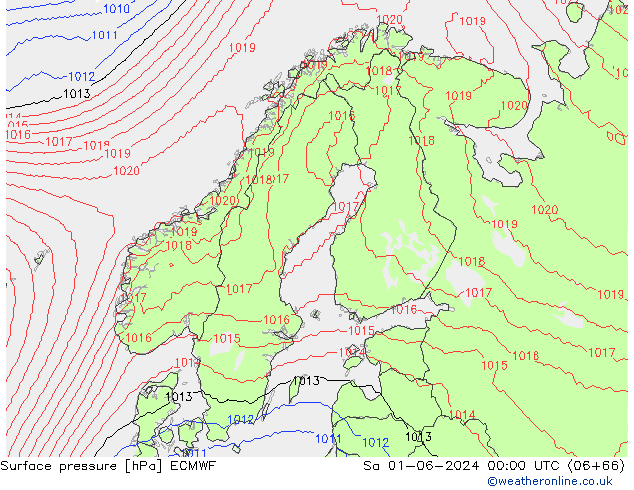 Surface pressure ECMWF Sa 01.06.2024 00 UTC