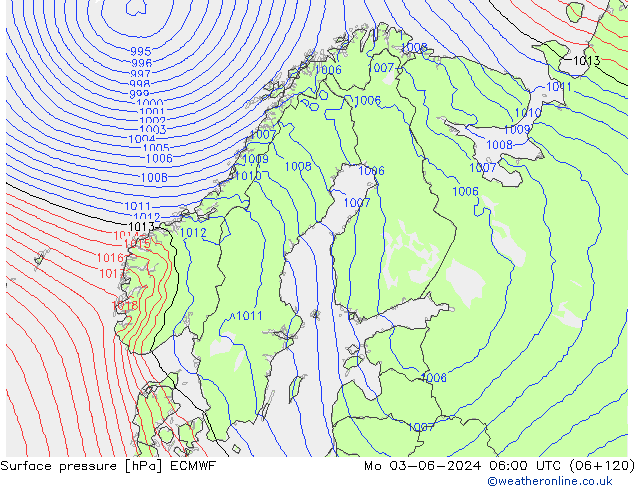 Yer basıncı ECMWF Pzt 03.06.2024 06 UTC