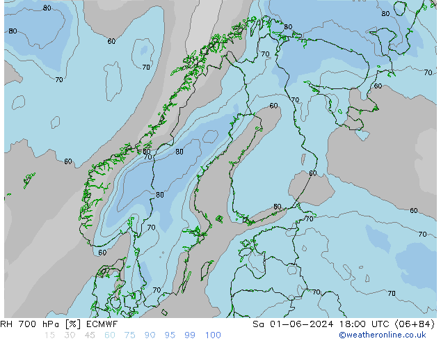 RH 700 hPa ECMWF Sa 01.06.2024 18 UTC