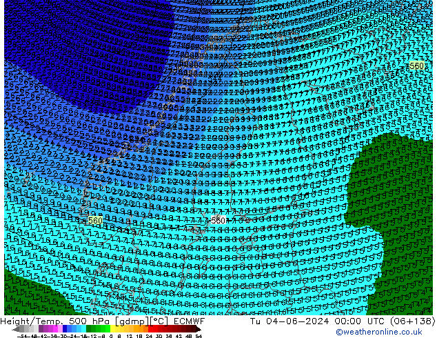 Height/Temp. 500 hPa ECMWF mar 04.06.2024 00 UTC