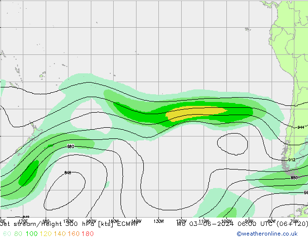 Prąd strumieniowy ECMWF pon. 03.06.2024 06 UTC