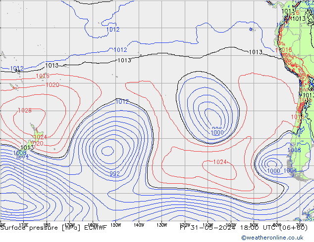 Surface pressure ECMWF Fr 31.05.2024 18 UTC