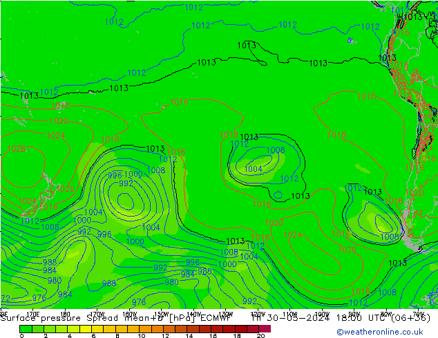 pression de l'air Spread ECMWF jeu 30.05.2024 18 UTC