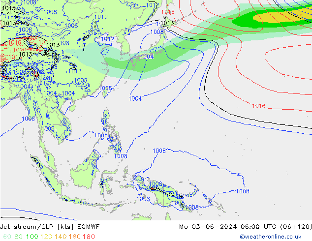 Polarjet/Bodendruck ECMWF Mo 03.06.2024 06 UTC