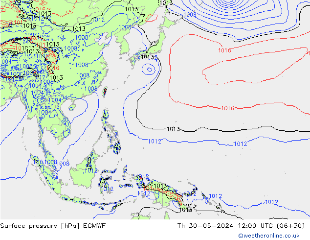 Surface pressure ECMWF Th 30.05.2024 12 UTC