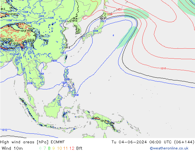 Windvelden ECMWF di 04.06.2024 06 UTC