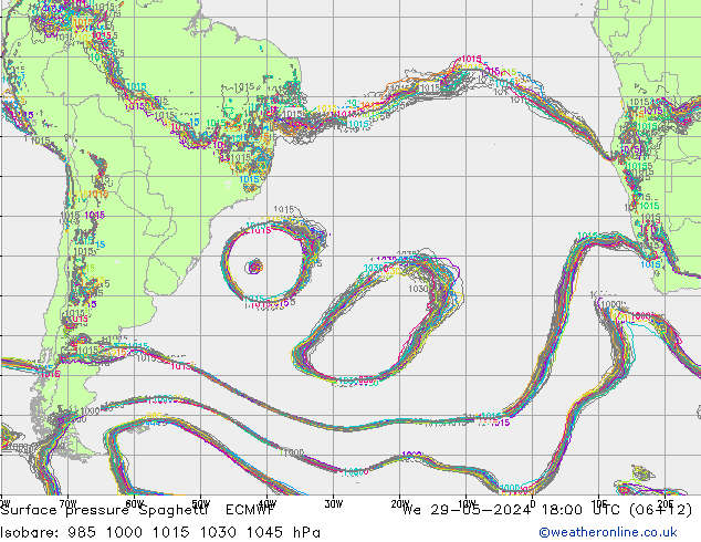 Yer basıncı Spaghetti ECMWF Çar 29.05.2024 18 UTC