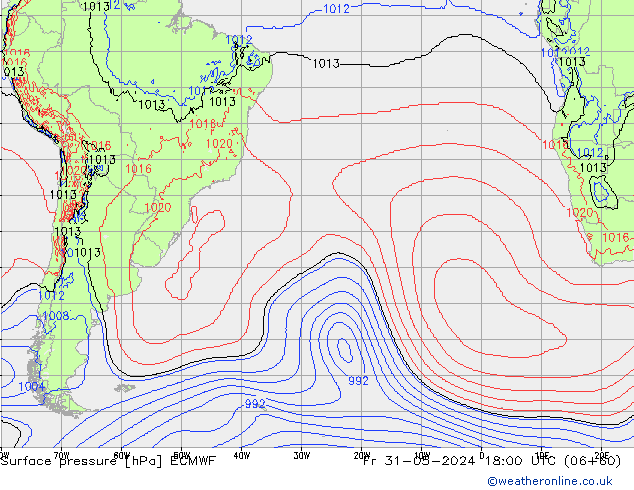 Pressione al suolo ECMWF ven 31.05.2024 18 UTC