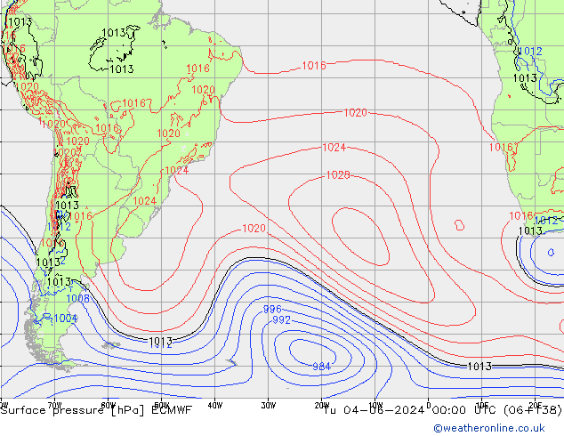 приземное давление ECMWF вт 04.06.2024 00 UTC