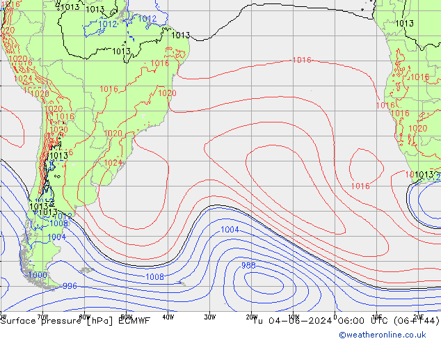 Presión superficial ECMWF mar 04.06.2024 06 UTC