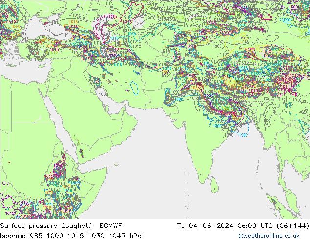 Yer basıncı Spaghetti ECMWF Sa 04.06.2024 06 UTC