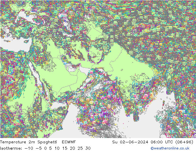 mapa temperatury 2m Spaghetti ECMWF nie. 02.06.2024 06 UTC