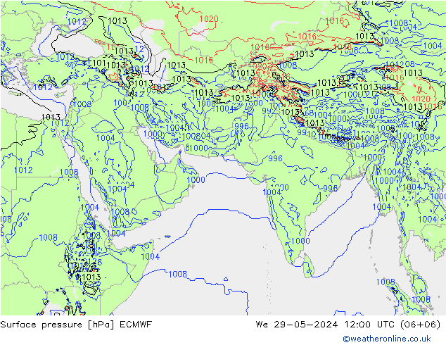 Atmosférický tlak ECMWF St 29.05.2024 12 UTC