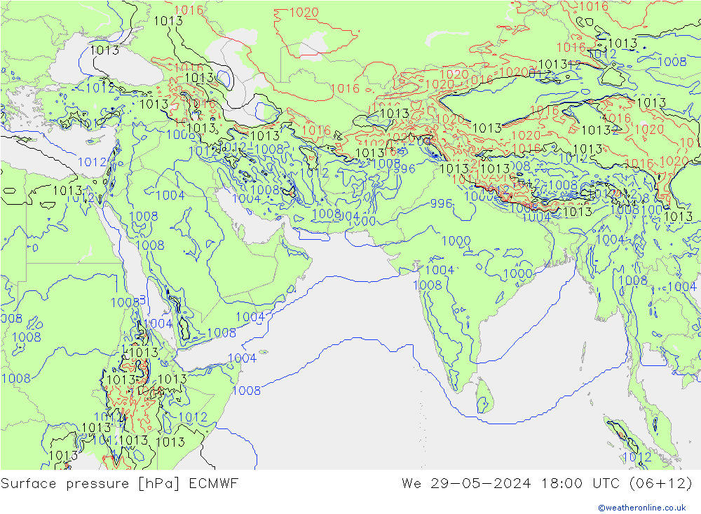 Atmosférický tlak ECMWF St 29.05.2024 18 UTC