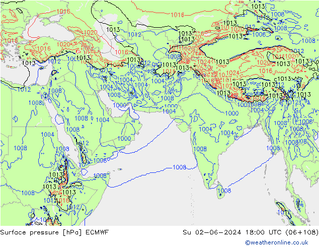 Bodendruck ECMWF So 02.06.2024 18 UTC