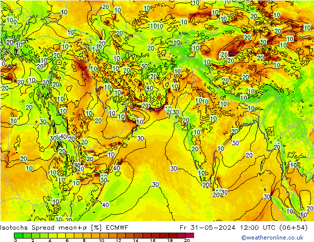 Isotachen Spread ECMWF vr 31.05.2024 12 UTC