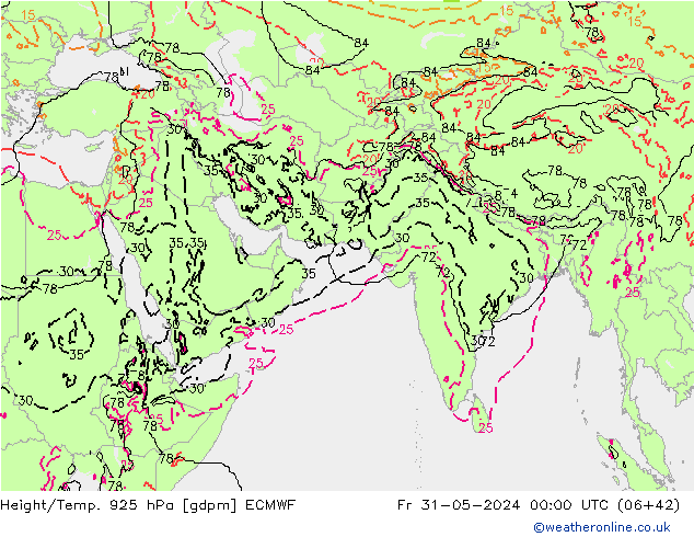 Yükseklik/Sıc. 925 hPa ECMWF Cu 31.05.2024 00 UTC