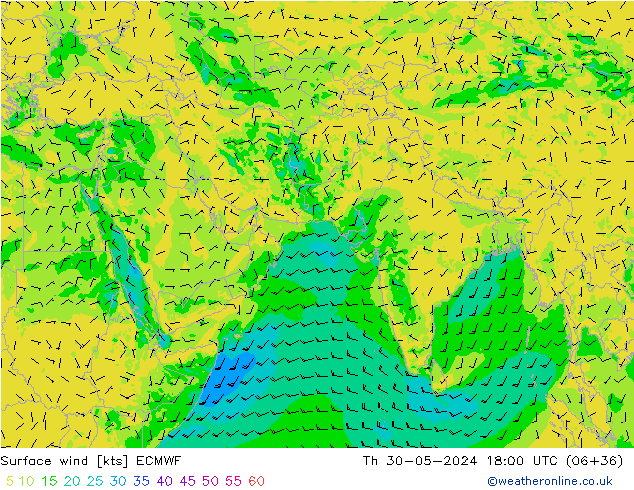 Bodenwind ECMWF Do 30.05.2024 18 UTC