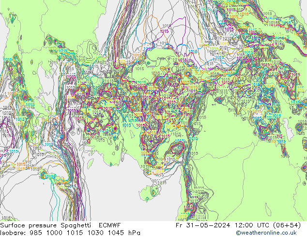 Surface pressure Spaghetti ECMWF Fr 31.05.2024 12 UTC