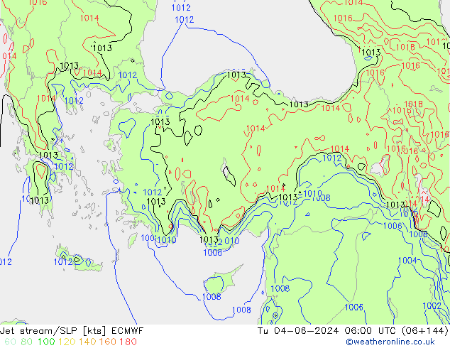 Prąd strumieniowy ECMWF wto. 04.06.2024 06 UTC