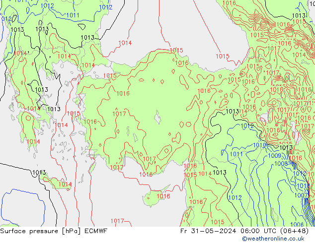 Surface pressure ECMWF Fr 31.05.2024 06 UTC