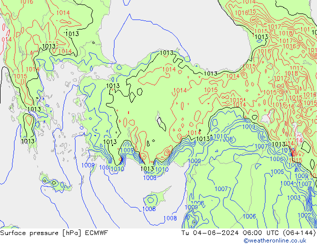 Surface pressure ECMWF Tu 04.06.2024 06 UTC