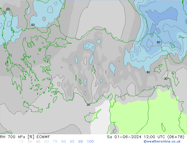 RH 700 hPa ECMWF  01.06.2024 12 UTC