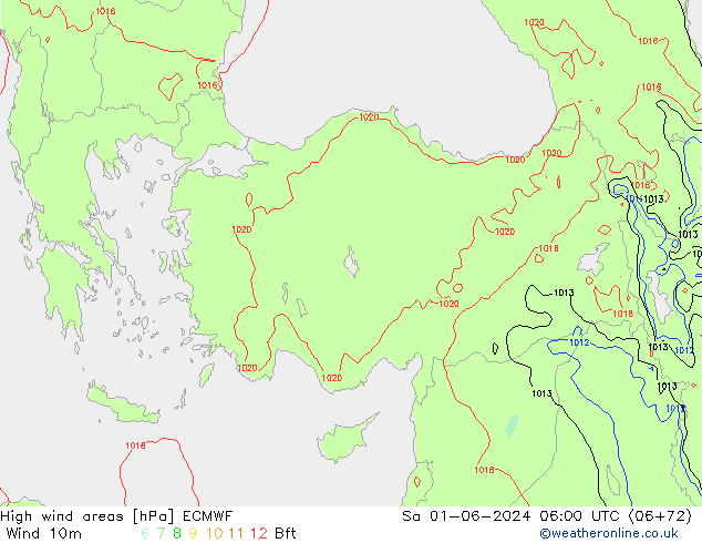 High wind areas ECMWF  01.06.2024 06 UTC