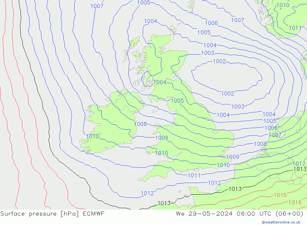 Yer basıncı ECMWF Çar 29.05.2024 06 UTC