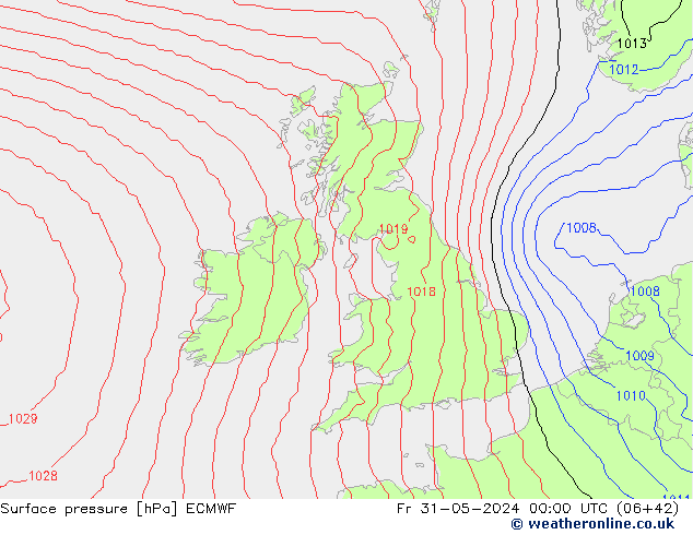 Atmosférický tlak ECMWF Pá 31.05.2024 00 UTC