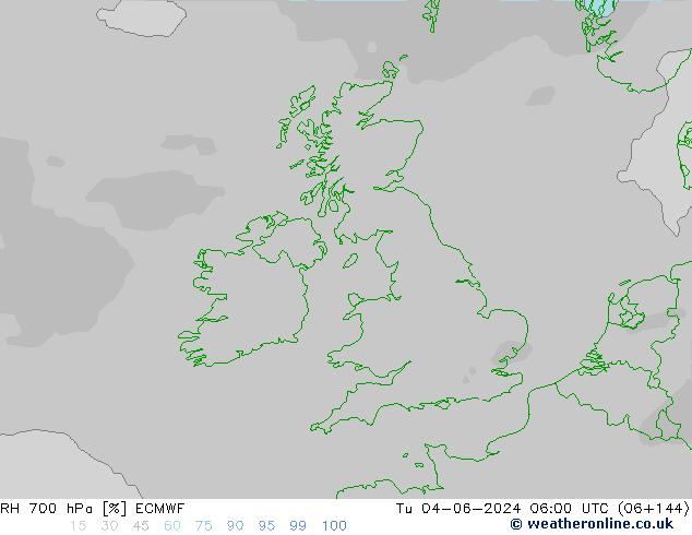 RH 700 hPa ECMWF Tu 04.06.2024 06 UTC