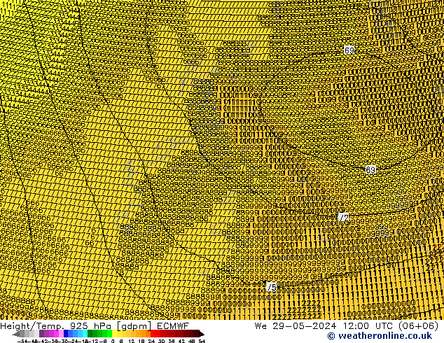 Yükseklik/Sıc. 925 hPa ECMWF Çar 29.05.2024 12 UTC