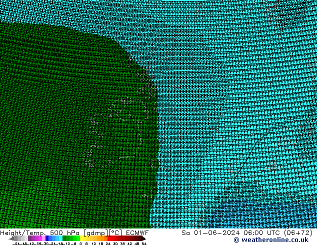 Géop./Temp. 500 hPa ECMWF sam 01.06.2024 06 UTC