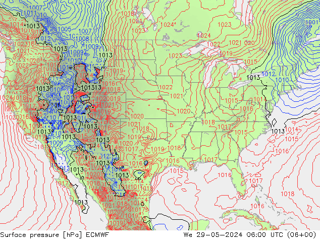 Luchtdruk (Grond) ECMWF wo 29.05.2024 06 UTC