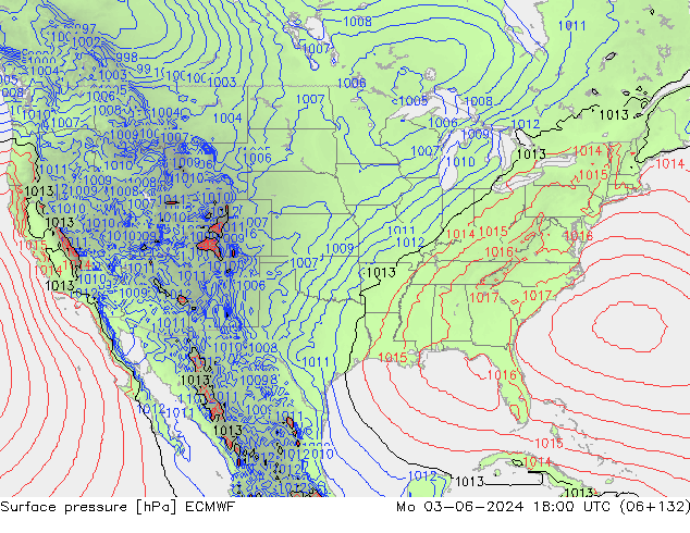 Luchtdruk (Grond) ECMWF ma 03.06.2024 18 UTC