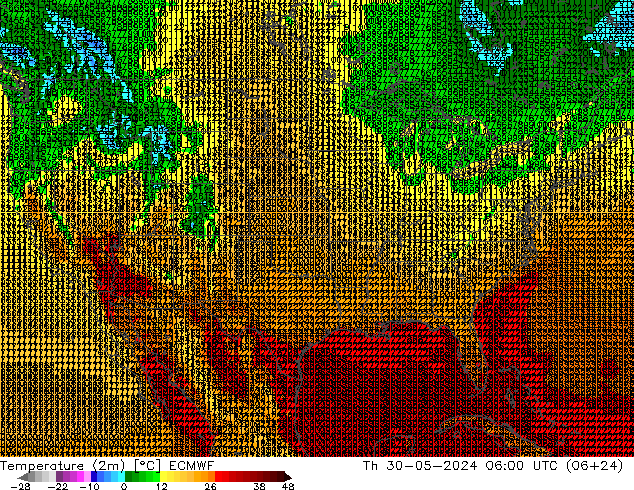 Temperature (2m) ECMWF Th 30.05.2024 06 UTC