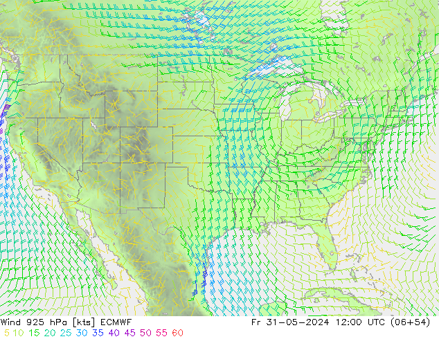 Wind 925 hPa ECMWF Fr 31.05.2024 12 UTC