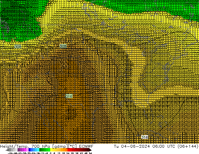 Height/Temp. 700 гПа ECMWF вт 04.06.2024 06 UTC