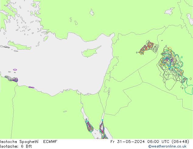 Isotachs Spaghetti ECMWF ven 31.05.2024 06 UTC