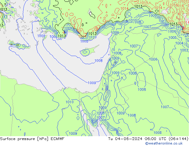 Atmosférický tlak ECMWF Út 04.06.2024 06 UTC