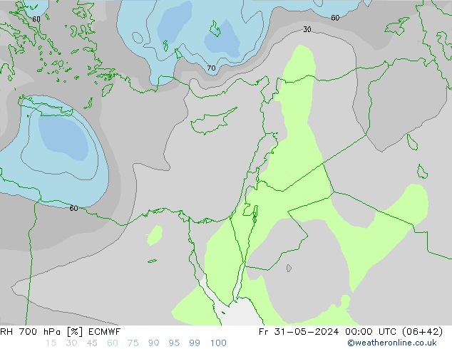 RH 700 hPa ECMWF Fr 31.05.2024 00 UTC