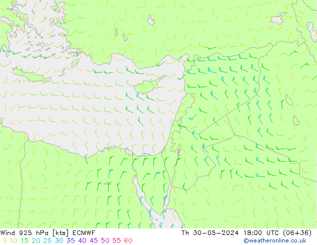 Wind 925 hPa ECMWF Čt 30.05.2024 18 UTC