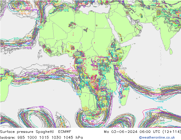 pression de l'air Spaghetti ECMWF lun 03.06.2024 06 UTC
