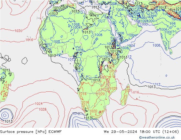 ciśnienie ECMWF śro. 29.05.2024 18 UTC