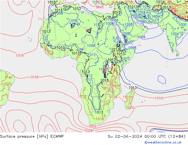 Luchtdruk (Grond) ECMWF zo 02.06.2024 00 UTC